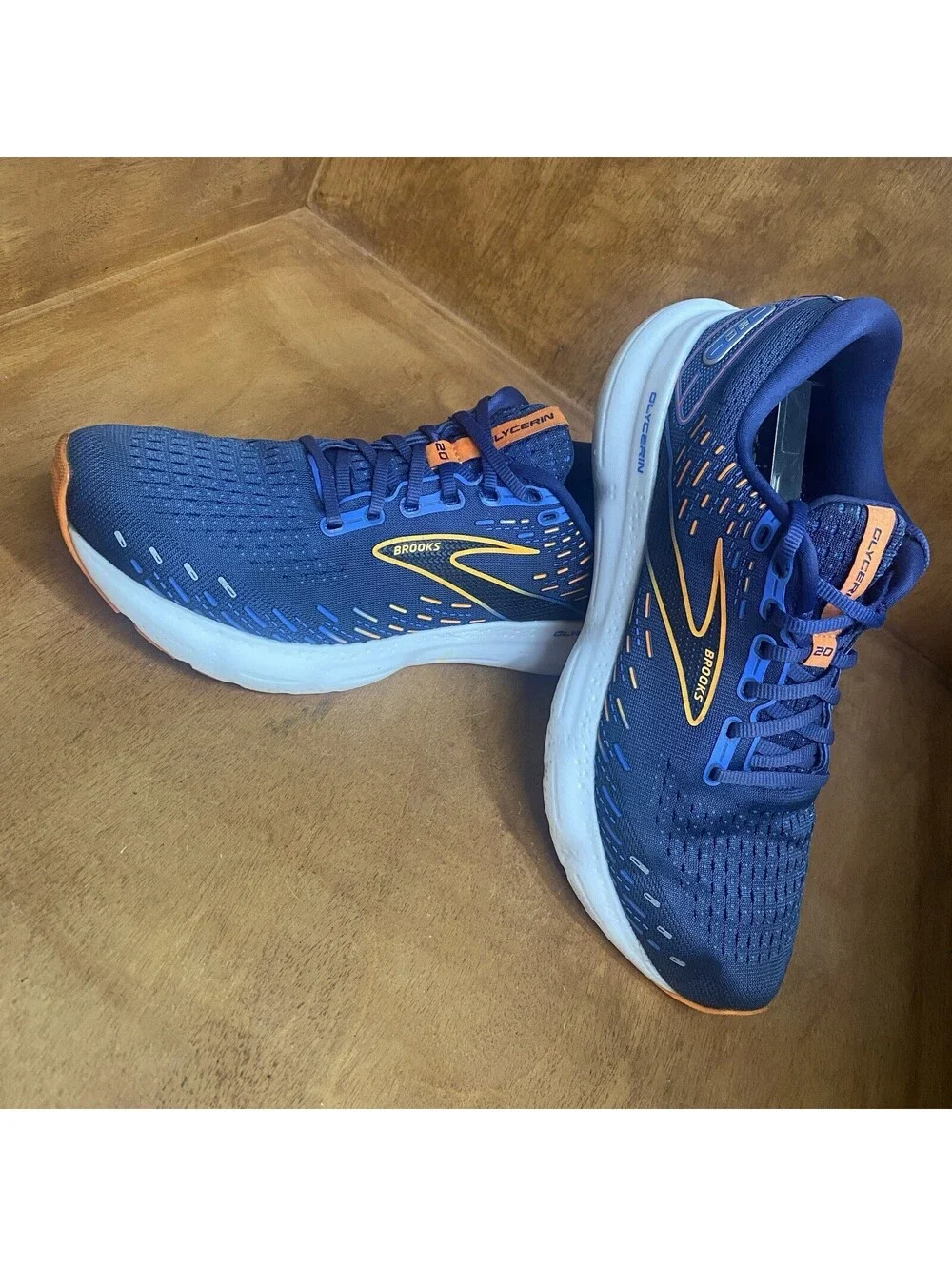 Brooks Glycerin 20 Running Shoes Mens Sz 10.5 D Blue Orange Sneakers 1103821D444